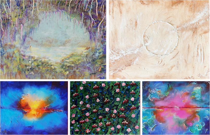 Five paintings by Meghann Reedy