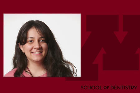 Headshot of Parandis Kazemi on a University of Minnesota branded background