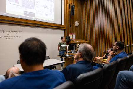 Flavia Saavedra presents her research at the MinnCResT symposium