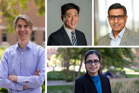 Collage of headshots of four students