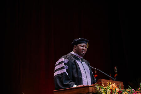 Michael Brooks speaks at Commencement