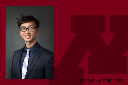 Headshot of Dylan He on a branded background
