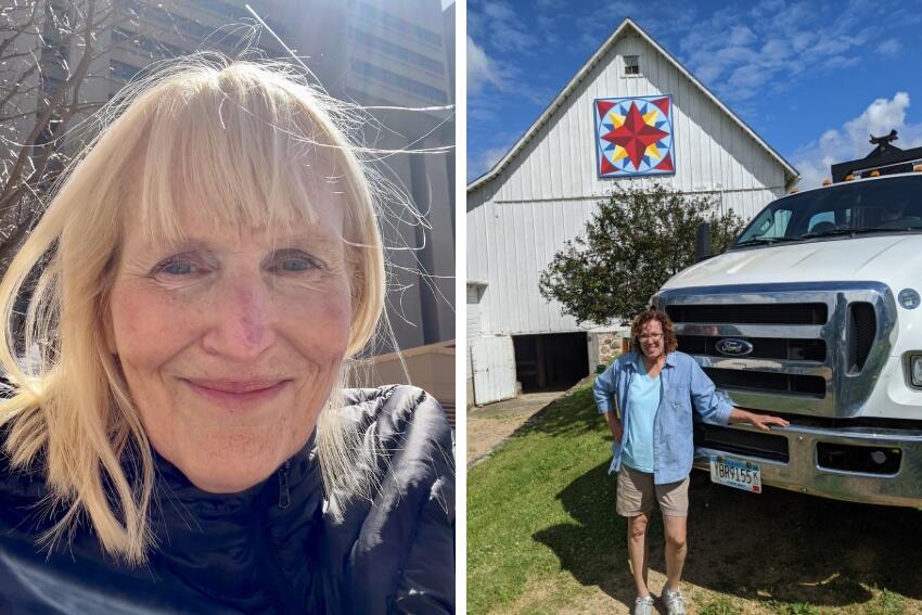 Mary Anderson standing on farm.
