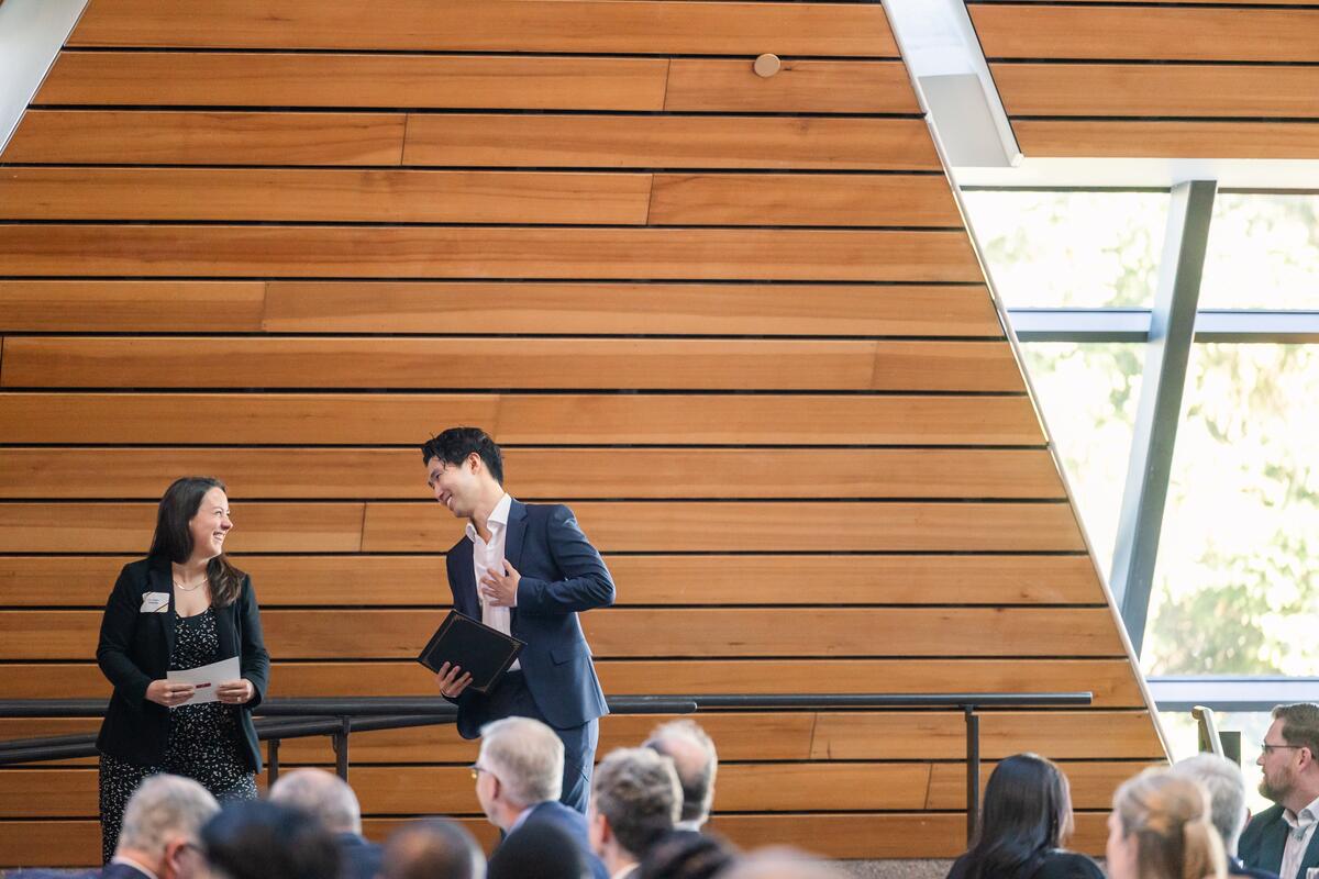 DDS student receives an award onstage