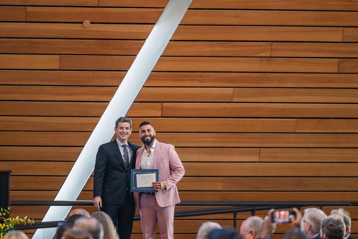 DDS student receives an award onstage