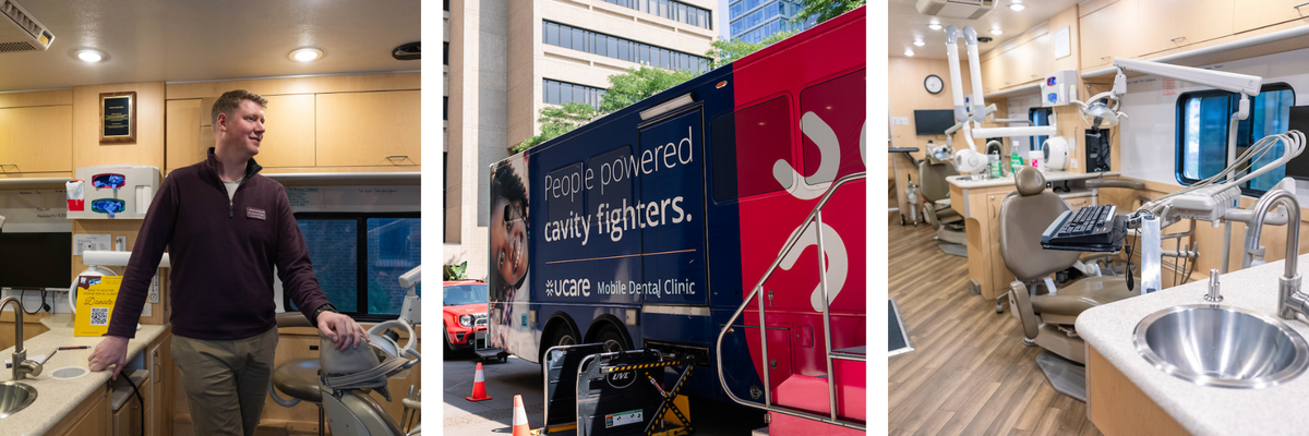 Collage of images of the Mobile Dental Clinc