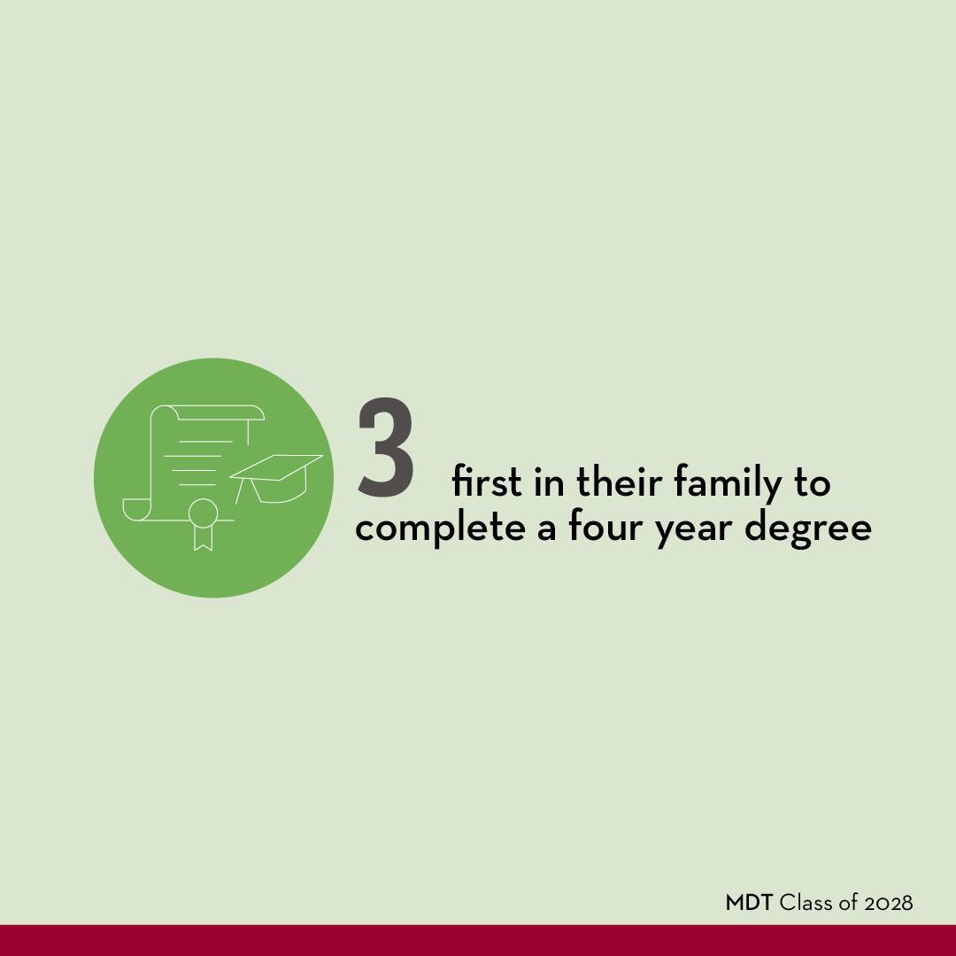 3 members of the DT Class of 2028 are first in their family to complete a four year degree