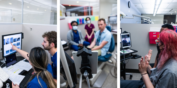 Collage of phases of the teledentistry simulation course