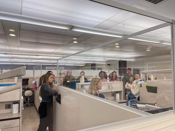 Attendees take a tour of the clinical space
