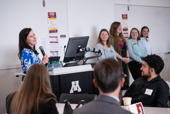 Staff from the Office of Student and Resident Affairs addresses learners at orientation