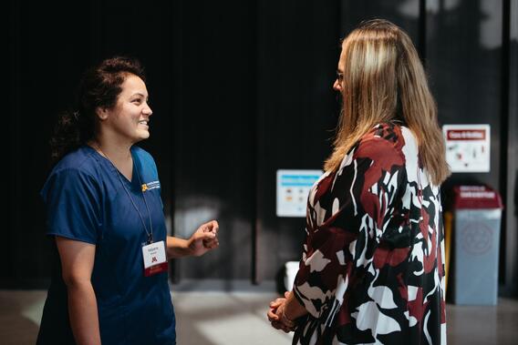 A current dental student talks to a School of Dentistry alumna