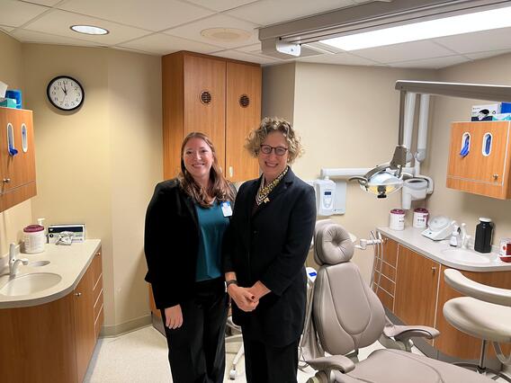 Cunningham and Walker pose at CentraCare