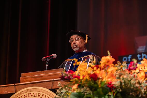 Mays addresses the crowd at commencement