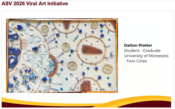 A slide from the ASV 2026 viral art initiative depicts Dalton Plotter's submission