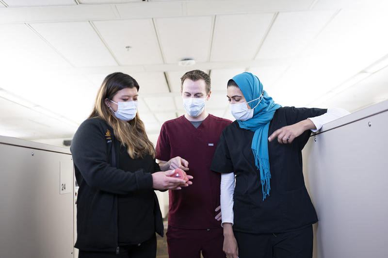 Orthodontics residents discuss a case