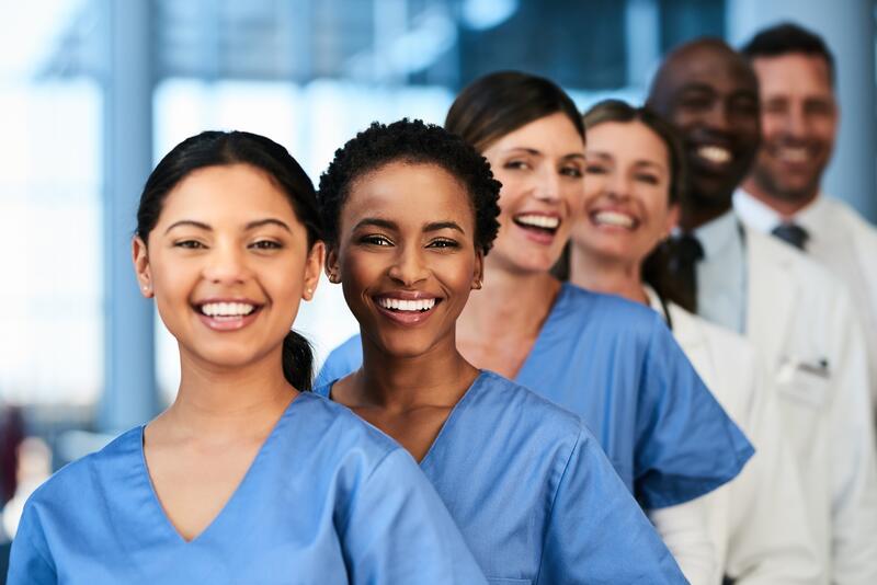 Smiling dental team