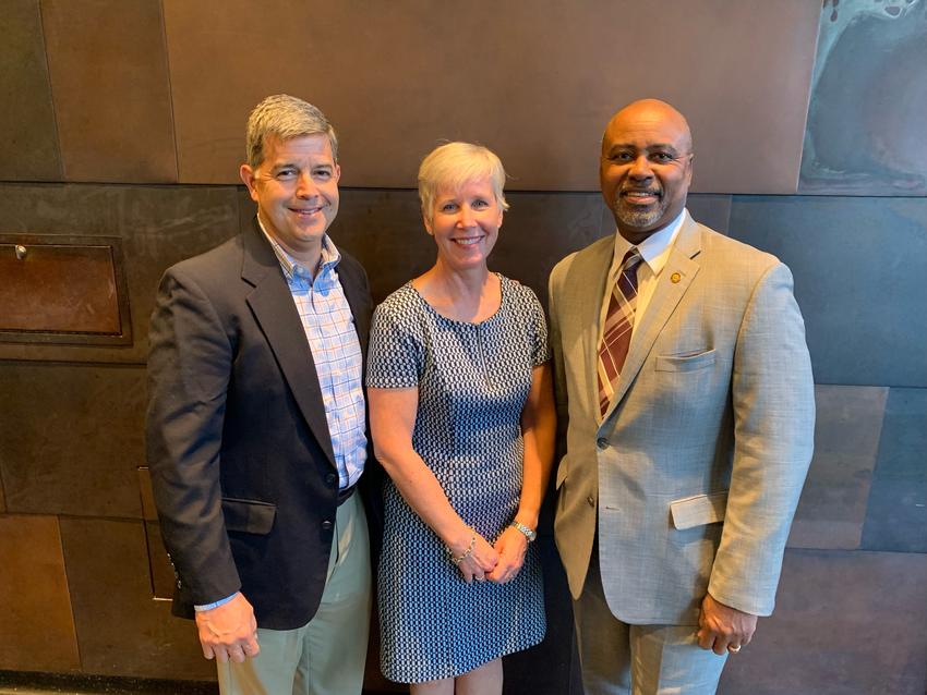 Stephen Bejarano and Elizabeth Rydell Bejarano pose with Dean Mays
