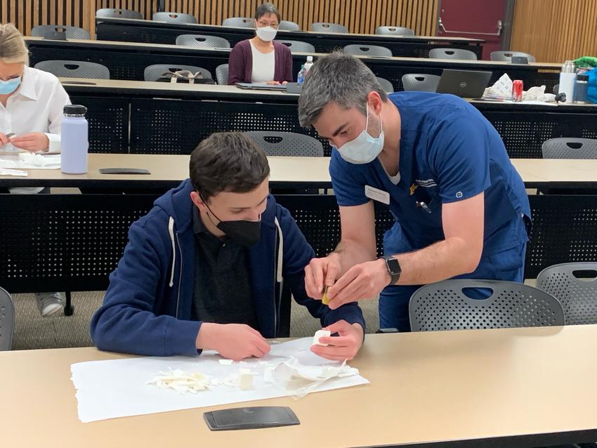 Students practice soap carving at Discover Dental School