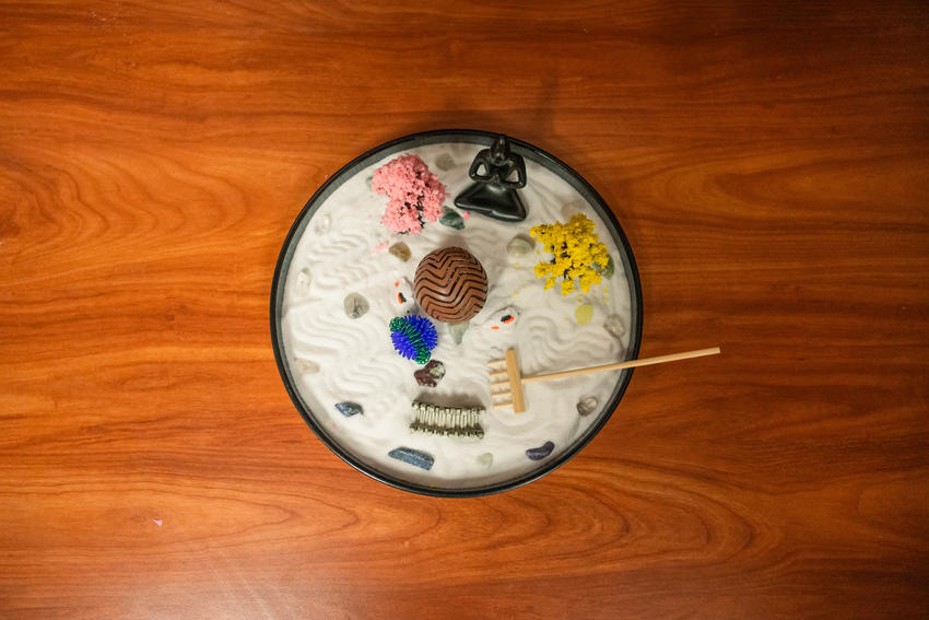 Zen sand garden at the mindfulness zone