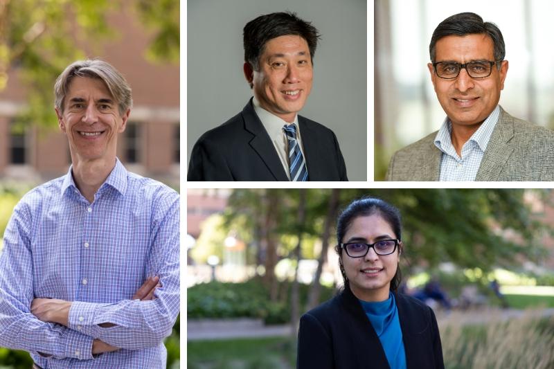 Collage of headshots of four students