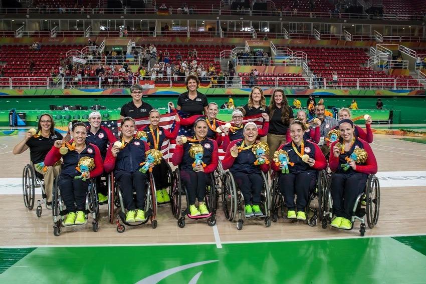 Group photo of United States Paralympic Wheelchair Basketball team