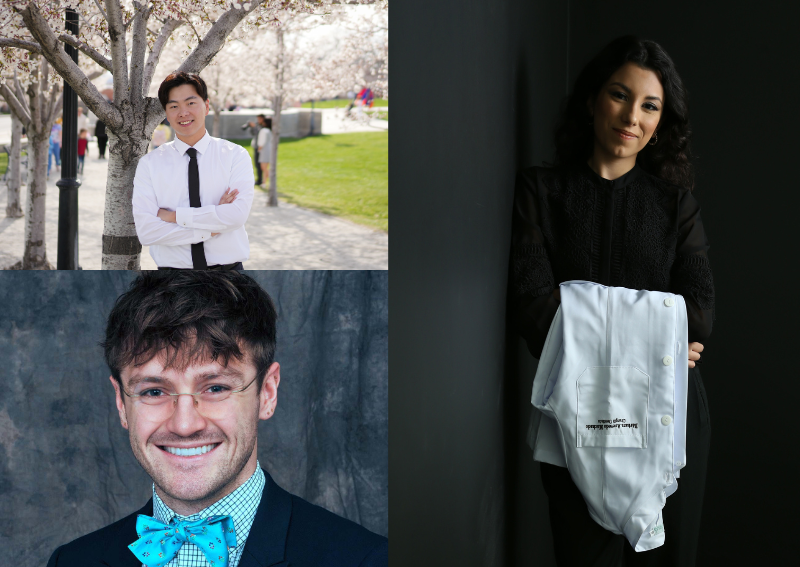 Collage of three students headshots