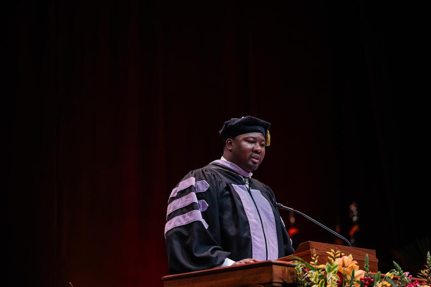 Michael Brooks speaks at Commencement