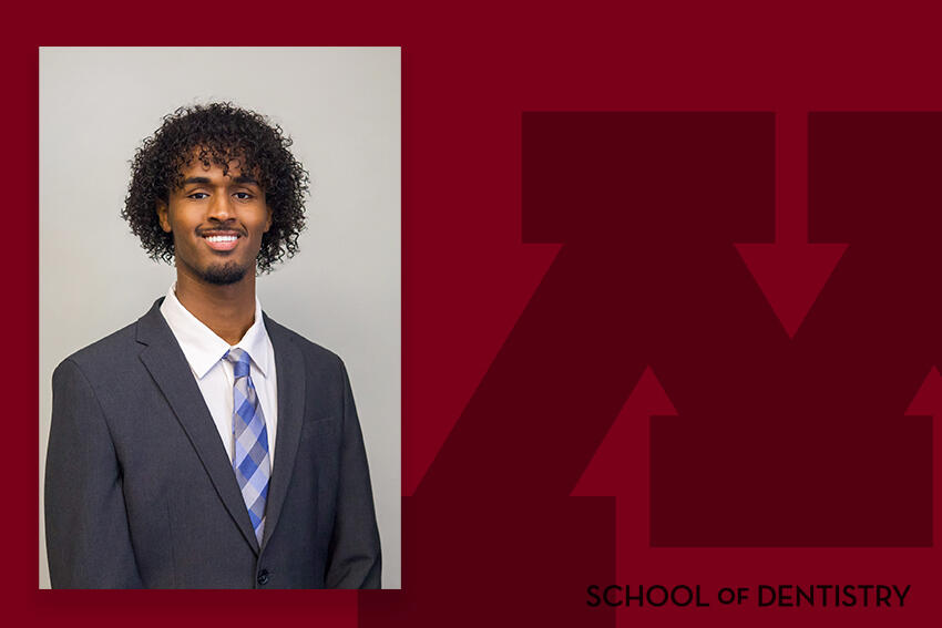 Headshot of Abdi Ahmed on a branded background