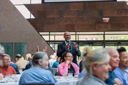 Dean Mays speaks at the retreat