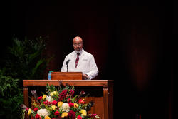Dean Keith Mays speaks from a podium