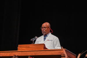 Dean Keith Mays, DDS, MS, PhD, speaks at the White Coat Ceremony